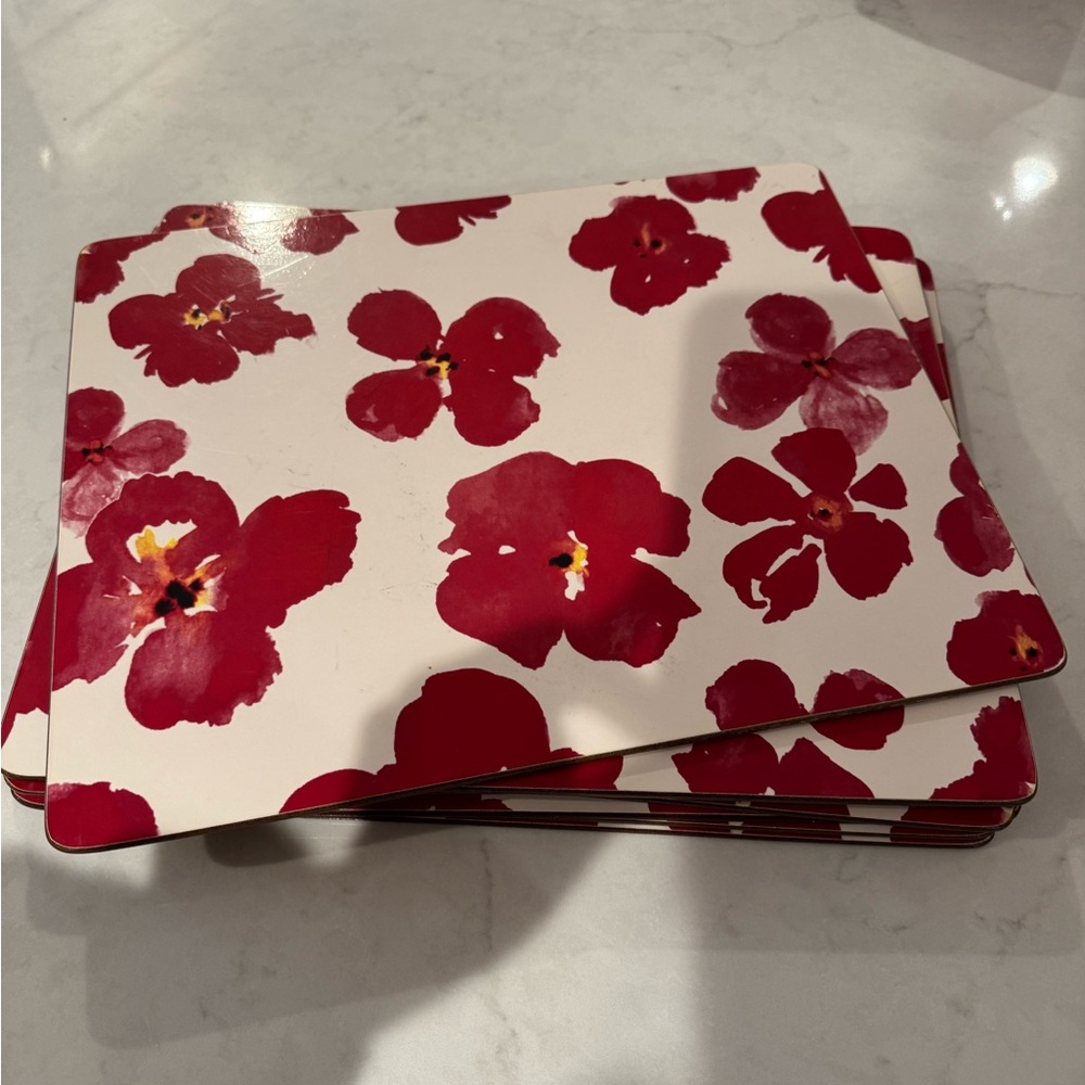 Pottery Barn Floral Red and White Poppy Placemats